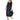 Woman wearing a black dress with a white background