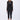Woman wearing a black outfit with sheer sleeves on a white background